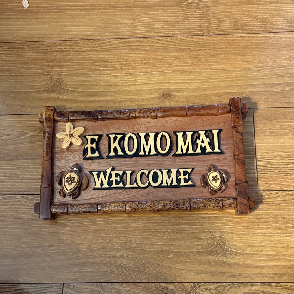 Wooden Welcome Sign with Floral Accents